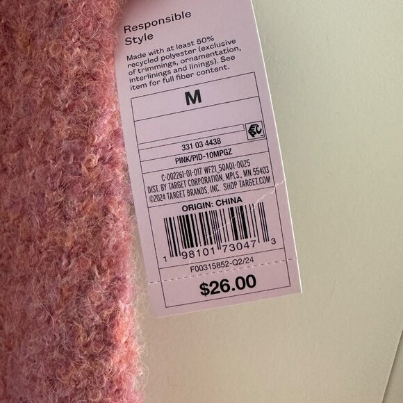 Wild Fable Pink Textured Mini Skirt With Gold Safety Pin Detail Size M - Picture 3 of 7